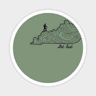 Get Lost Hiking Topographic Art Hike Kentucky State Map Magnet